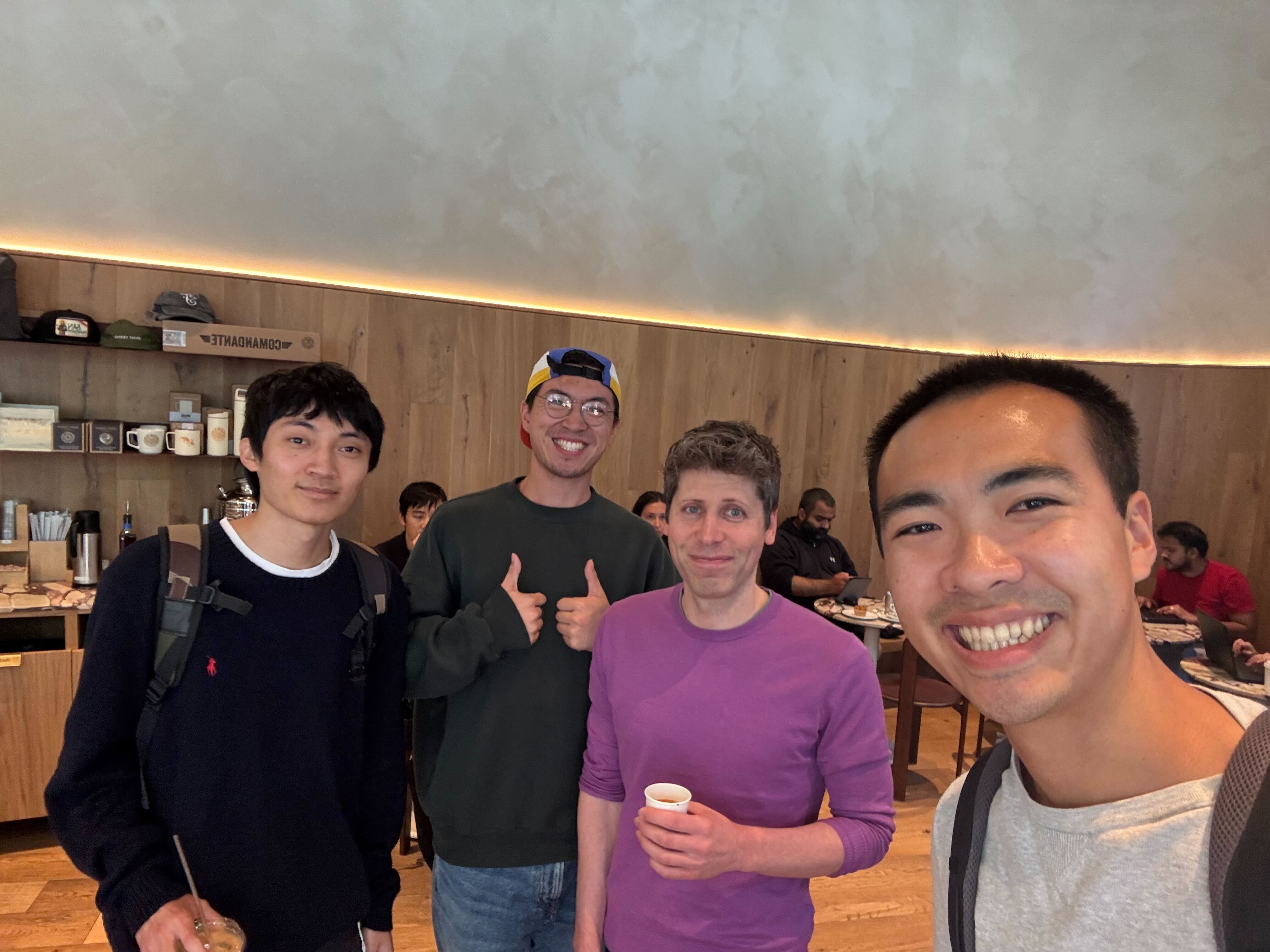 Tom with classmates and Sam Altman