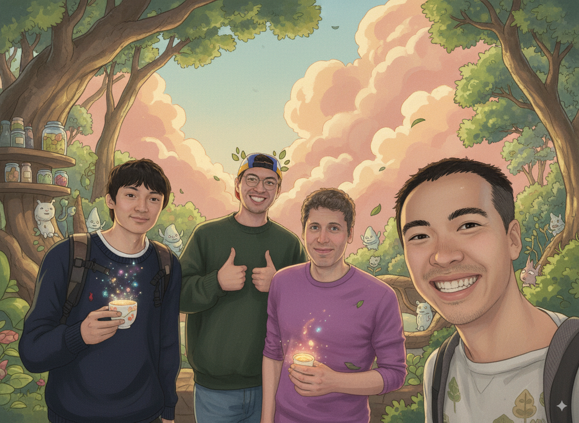 AI animated reinterpretation of Tom with classmates and Sam Altman